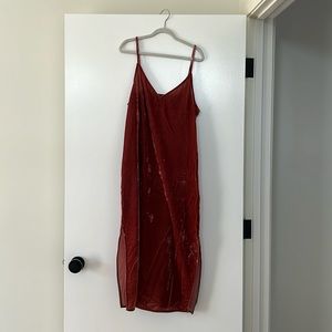 Michael Stars crushed velvet slipdress dress burnt umber M